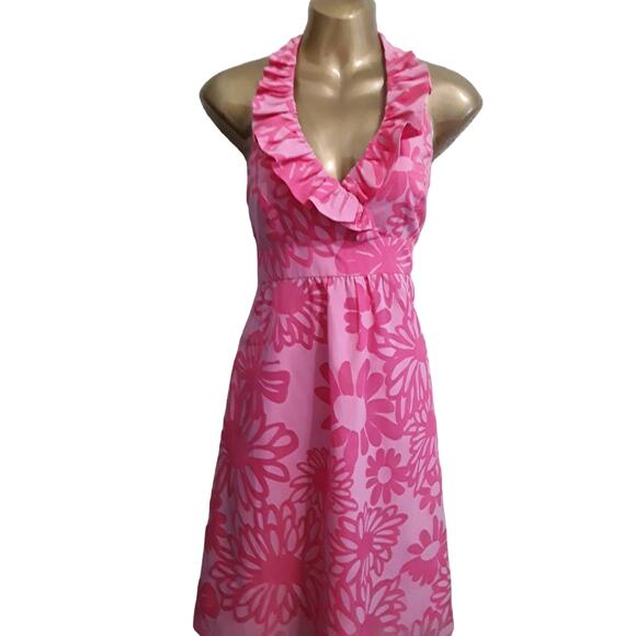 Lilly Pulitzer RAMONA Pink Floral Halter Sundress Dress 2 - Picture 2 of 6